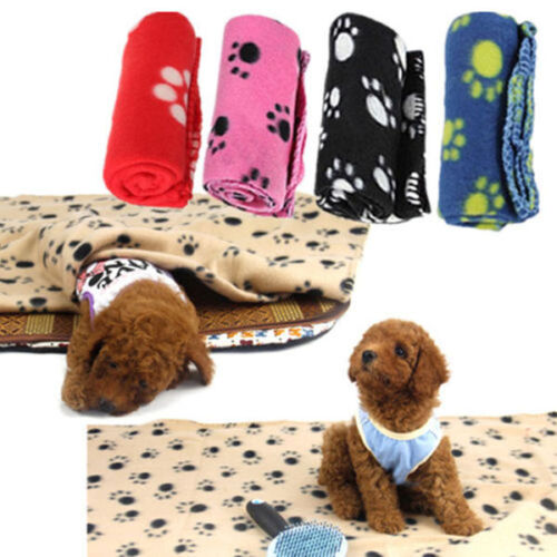 Lovely Design Paw Print Soft Warm Fleece Pet Blanket Dog Cat Mat Puppy Bed Sofa