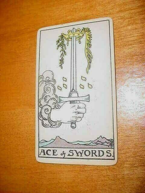 Single Vintage Tarot Card Ace Of Swords