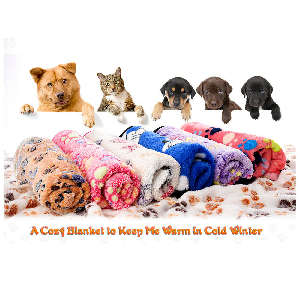 Soft Warm Fleece Lovely Design Paw Print Pet Blanket For Dog Cat Mat Bed Sofa