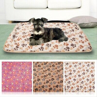 Pet Mat Paw Print Cat Dog Puppy Fleece Winter Warm Soft Blanket Bed Cushion New