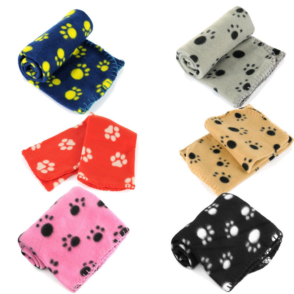 Lots Paw Print Soft Handcrafted Warm Pet Puppy Dog Cat Fleece Blanket Mat Cover