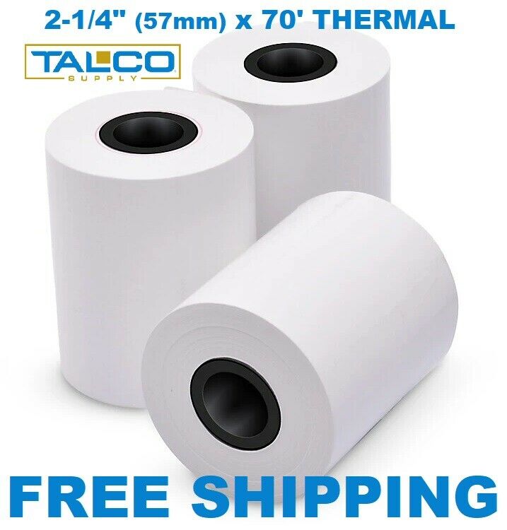 (10) Ingenico Ict250 / Ict220 (2-1/4" X 70') Thermal Paper Rolls ~free Shipping~